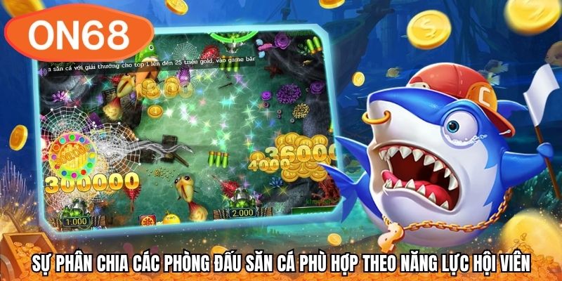 Sự phân chia các phòng đấu săn cá phù hợp theo năng lực hội viên